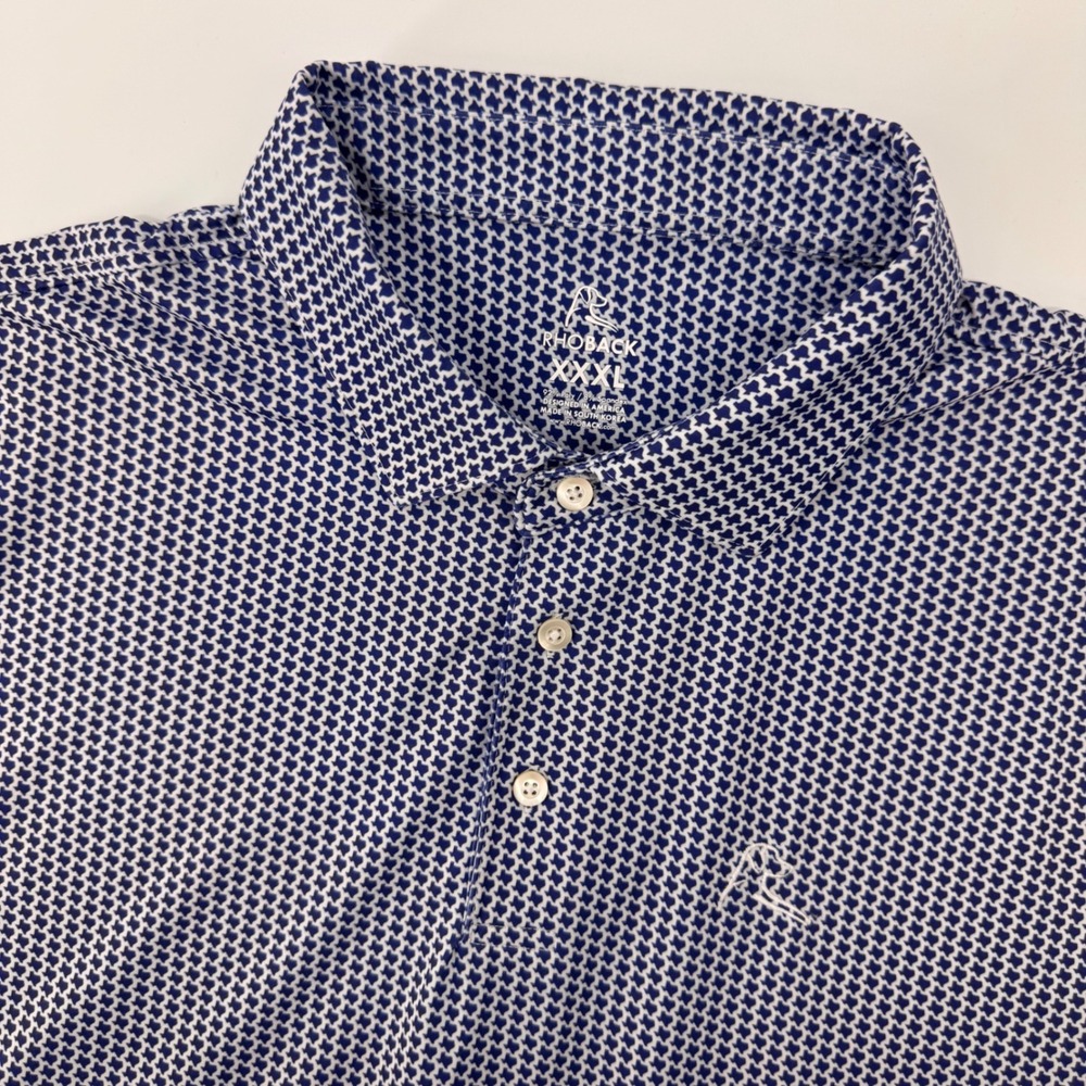 Rhoback Performance Polo Mens XXXL Blue Texas State Print Stretch Golf Shirt